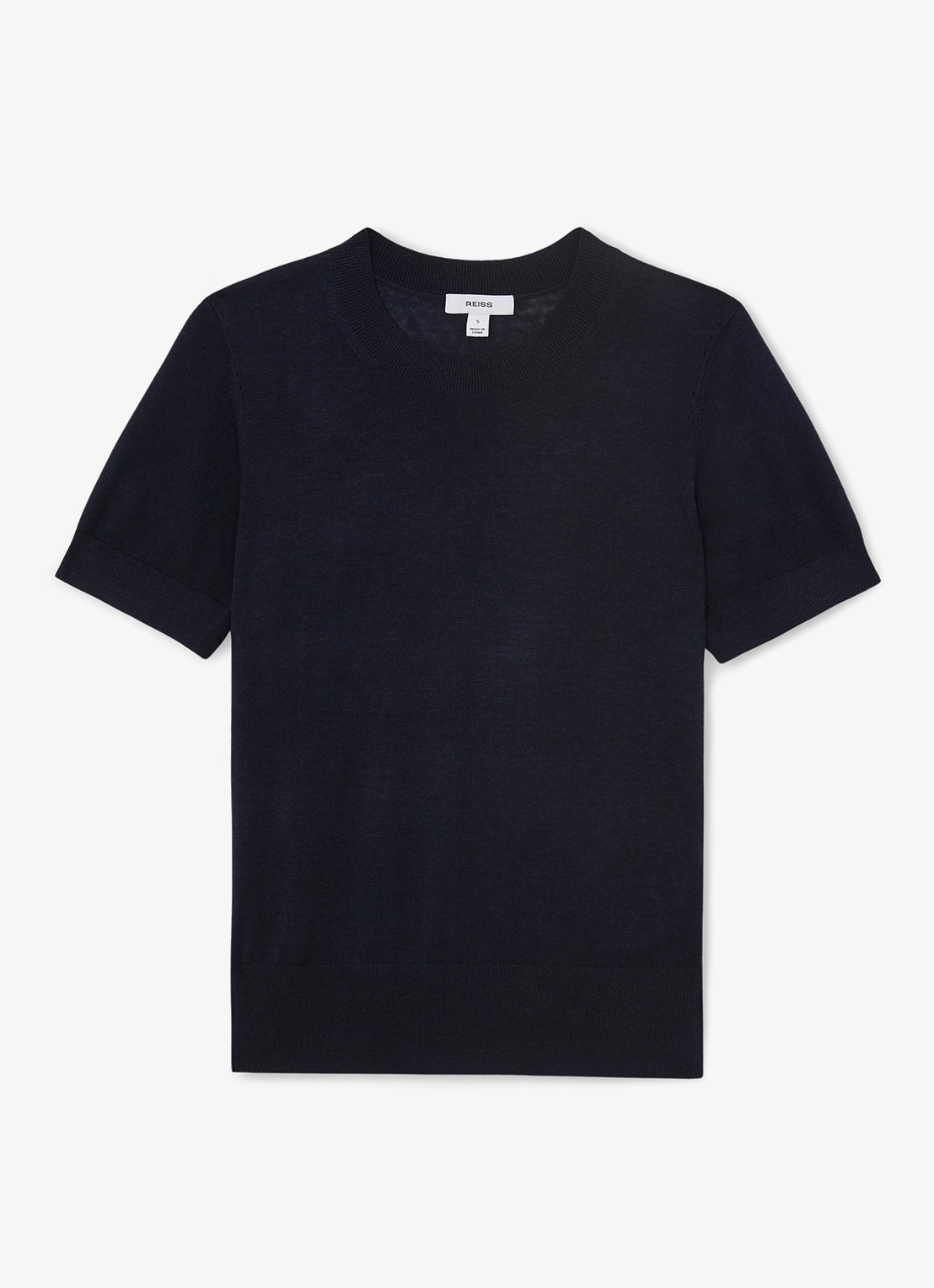 Reiss Livy fijngebreide top in linnenblend - voorkant 5 donkerblauw