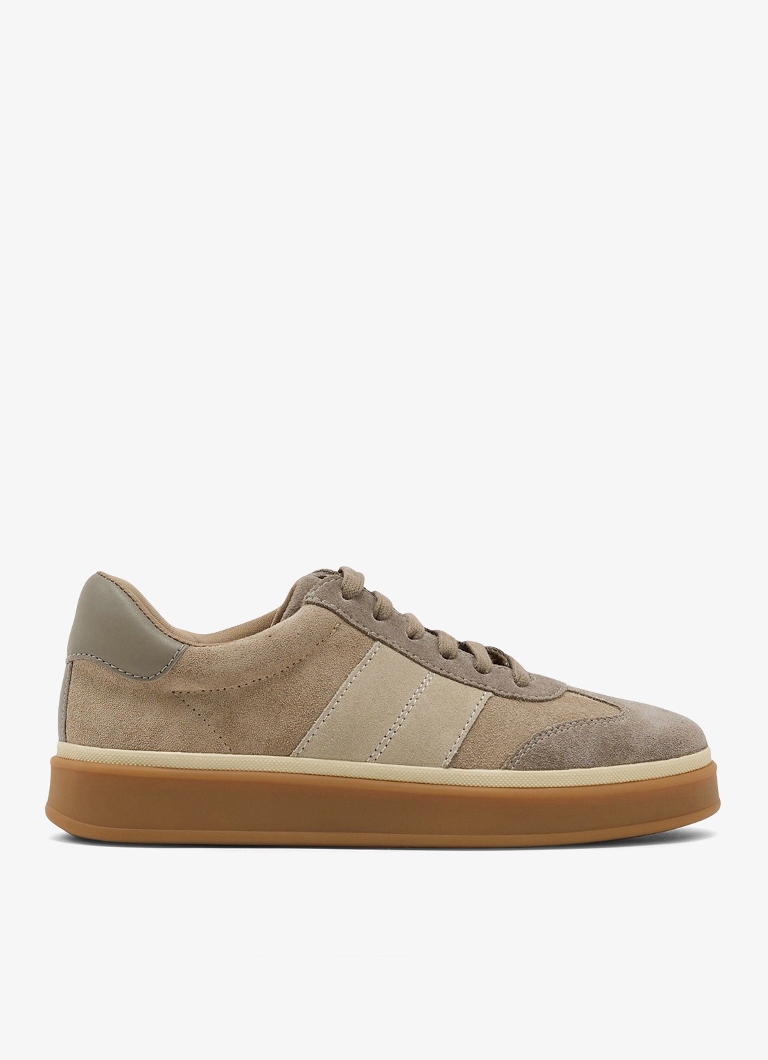 Reiss Lizzie sneaker van suède - voorkant taupe