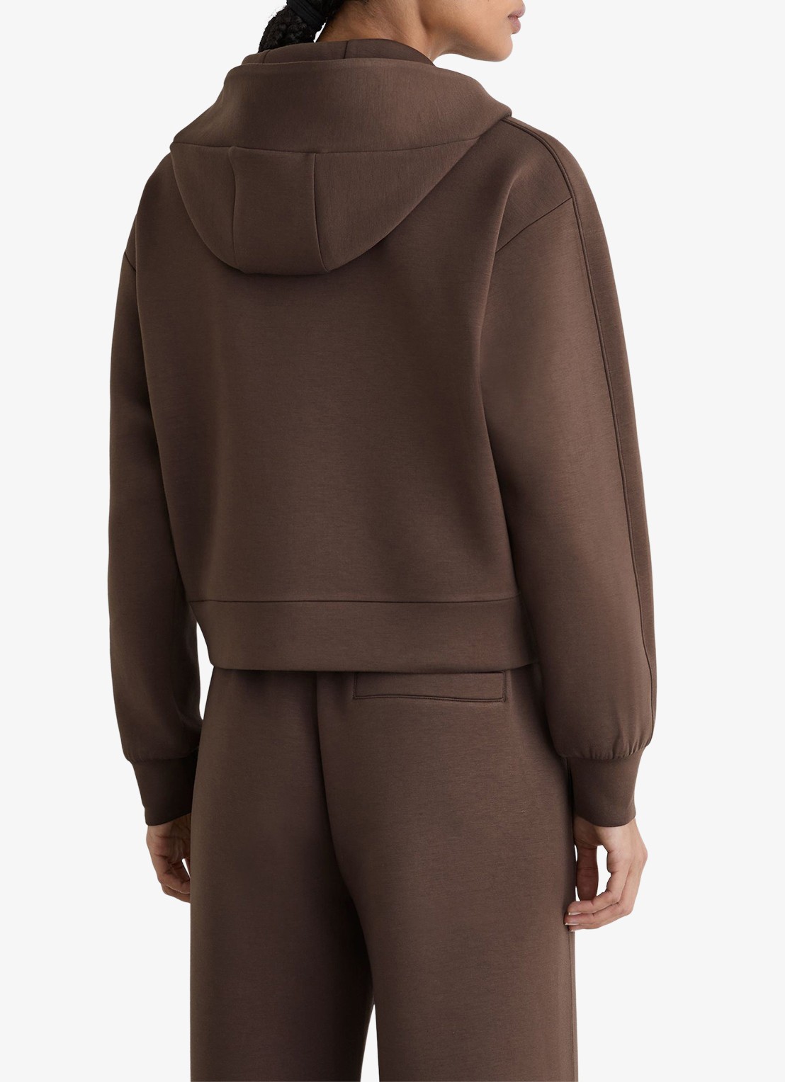 Reiss Lockie hoodie met halve rits - achterkant 7 donkerbruin