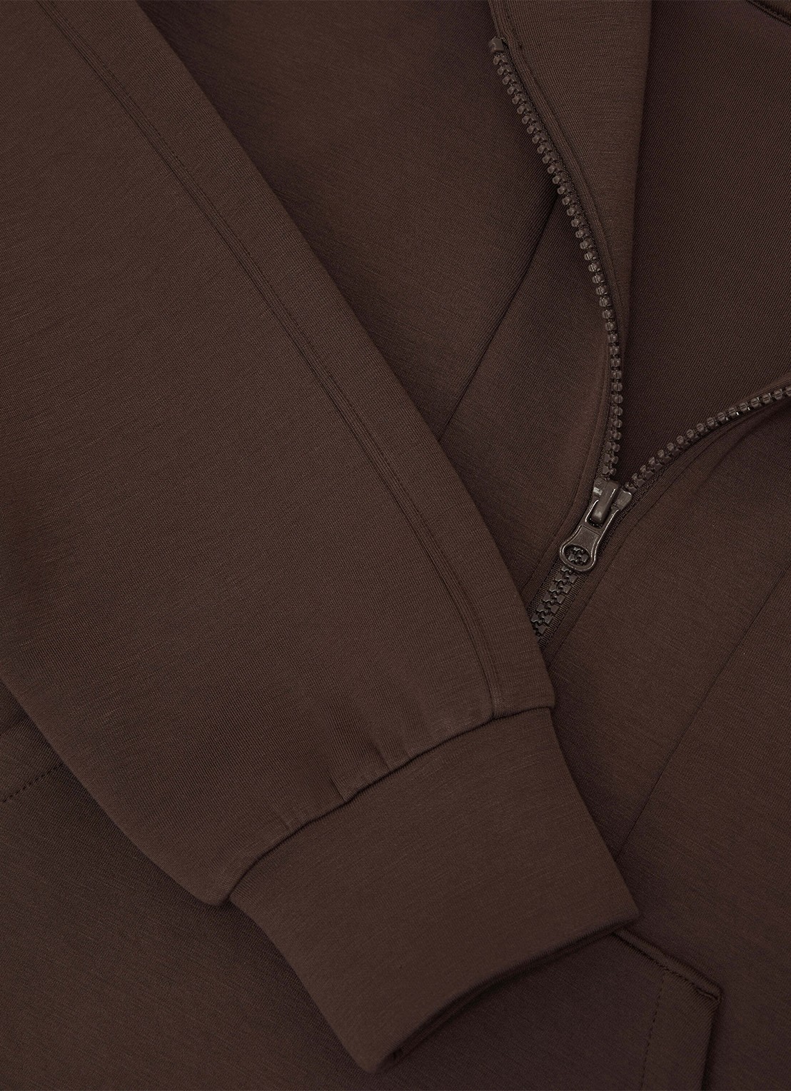 Reiss Lockie hoodie met halve rits - detail 6 donkerbruin