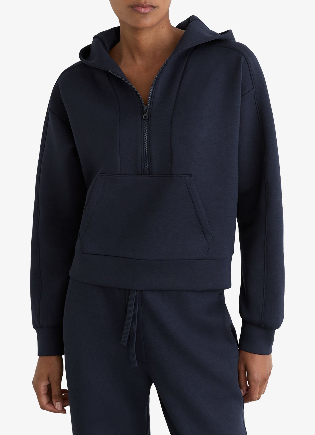Reiss Lockie hoodie met halve rits - detail 2 donkerblauw