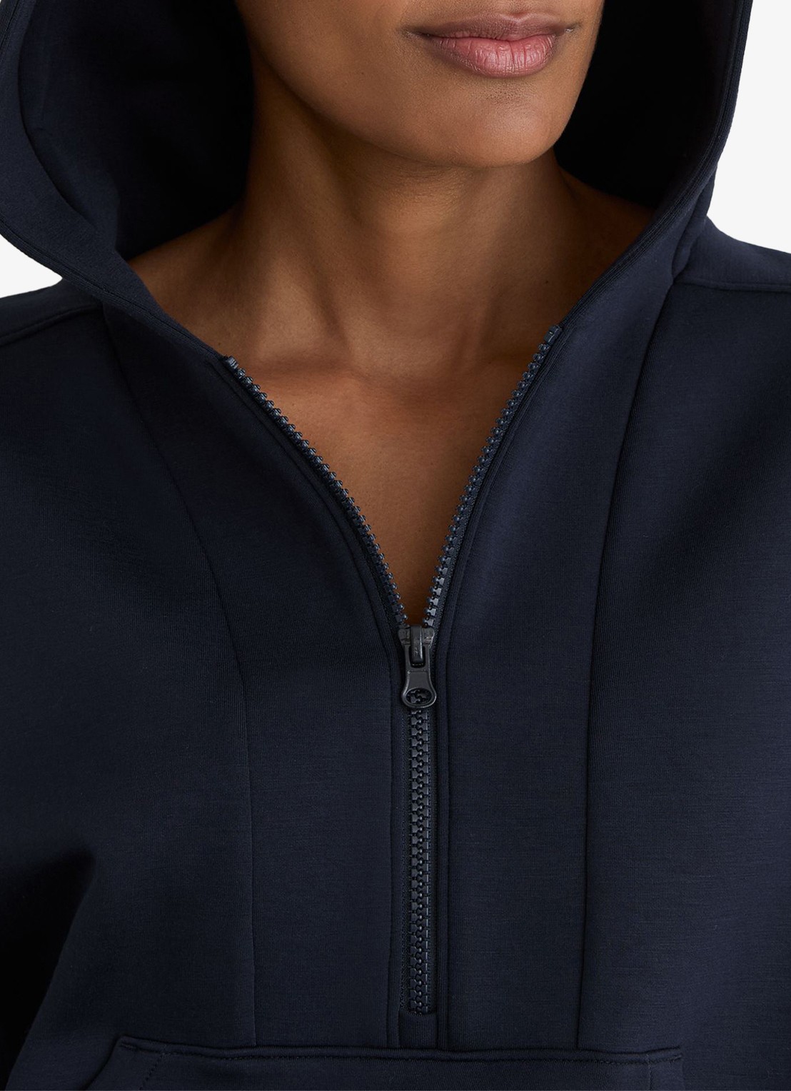 Reiss Lockie hoodie met halve rits - detail 3 donkerblauw