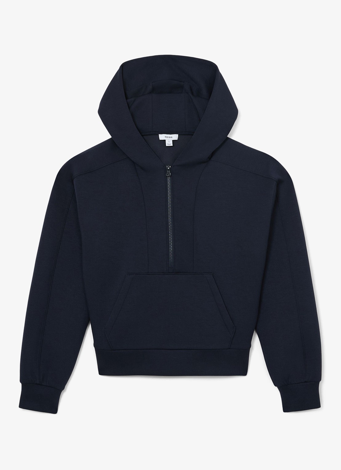 Reiss Lockie hoodie met halve rits - voorkant 5 donkerblauw