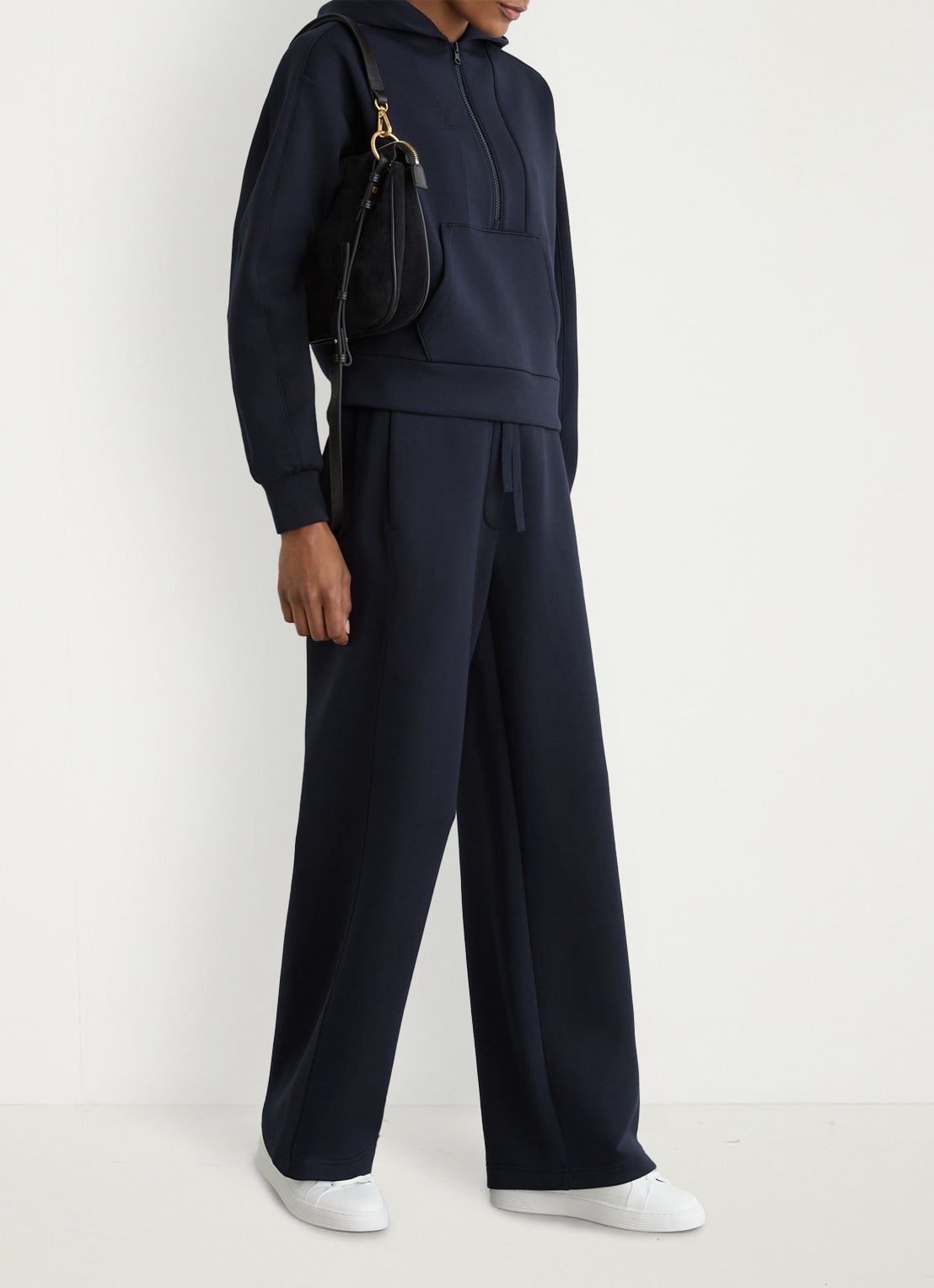 Reiss Lockie hoodie met halve rits - voorkant 6 donkerblauw