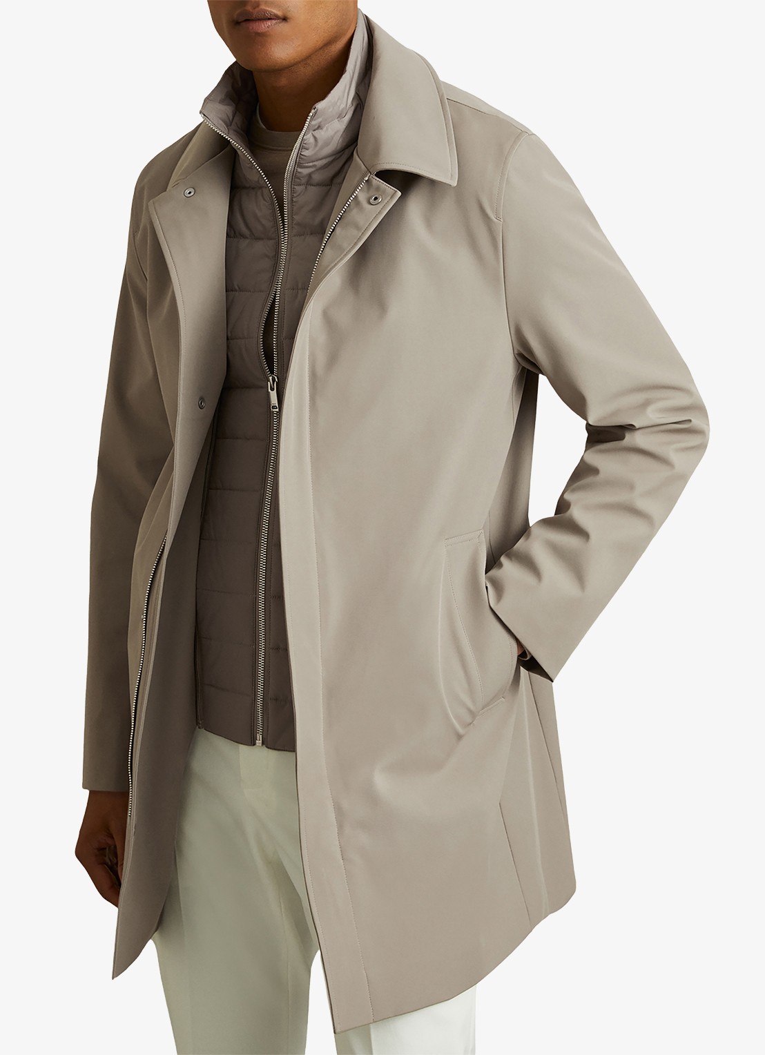 Reiss Logan jack met uitneembare voering - detail 4 donkerbeige