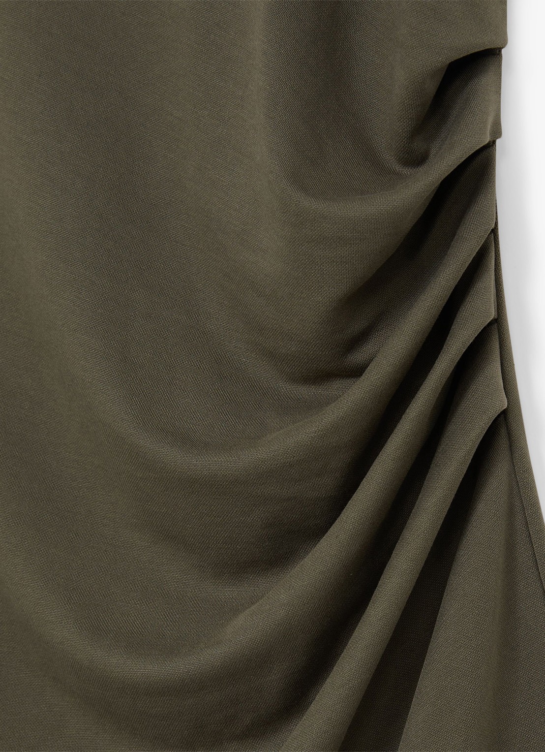 Reiss Lola midi jurk met plooidetail - detail 4 khaki green / groen