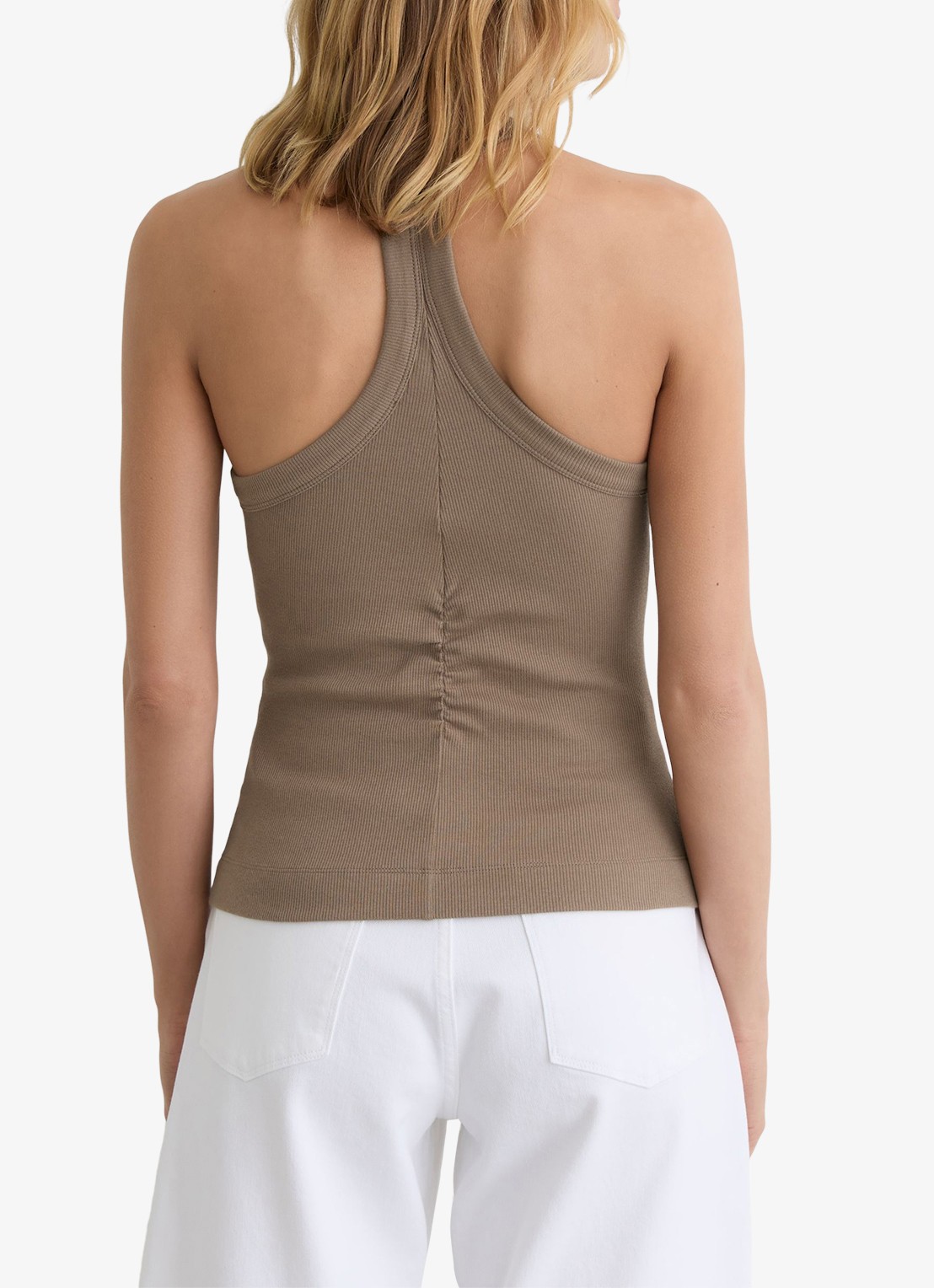 Reiss Lolana tanktop met ribstructuur - achterkant beige