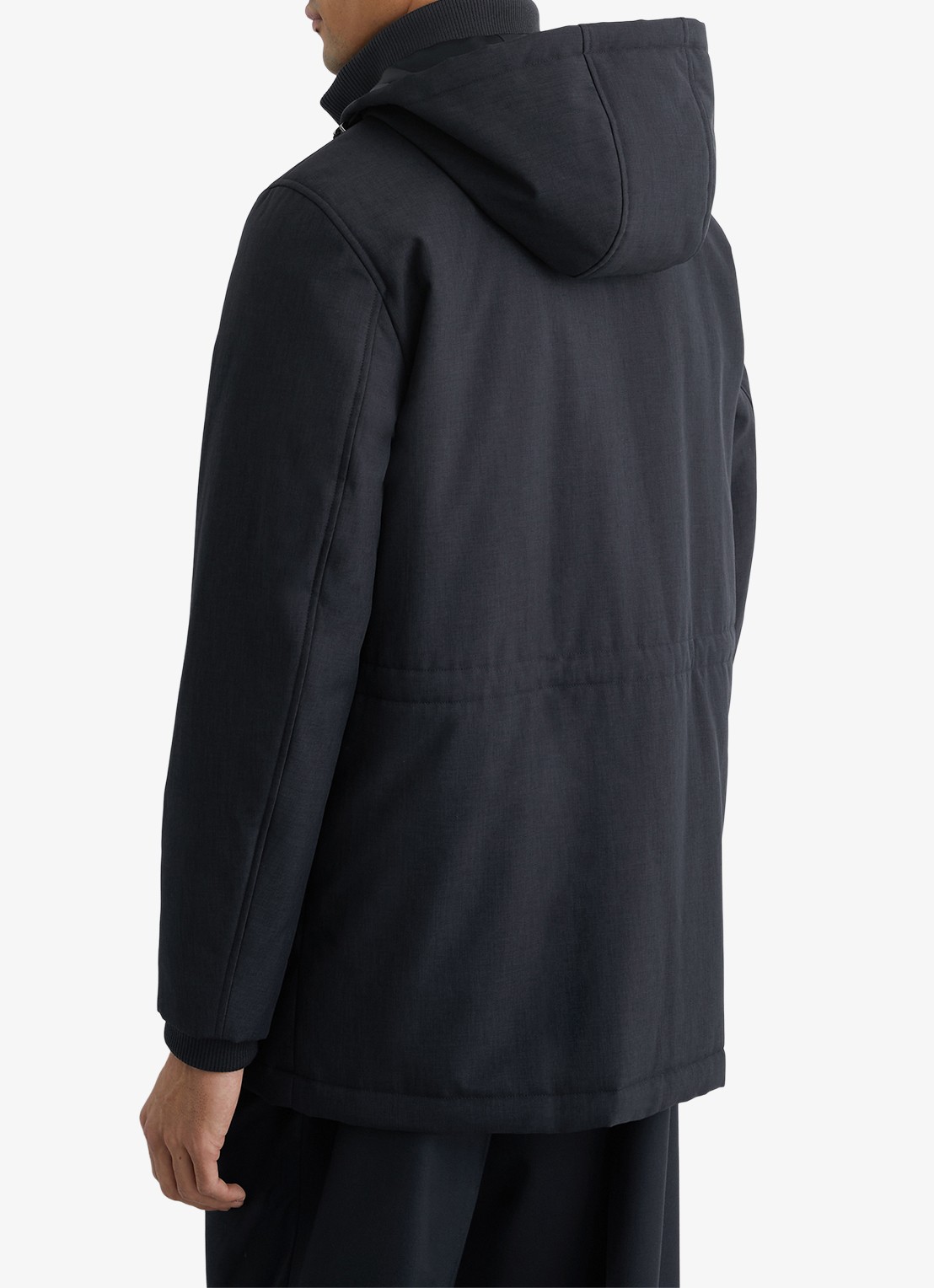 Reiss Lord gewatteerde jas met capuchon en klepzakken - achterkant 4 donkerblauw