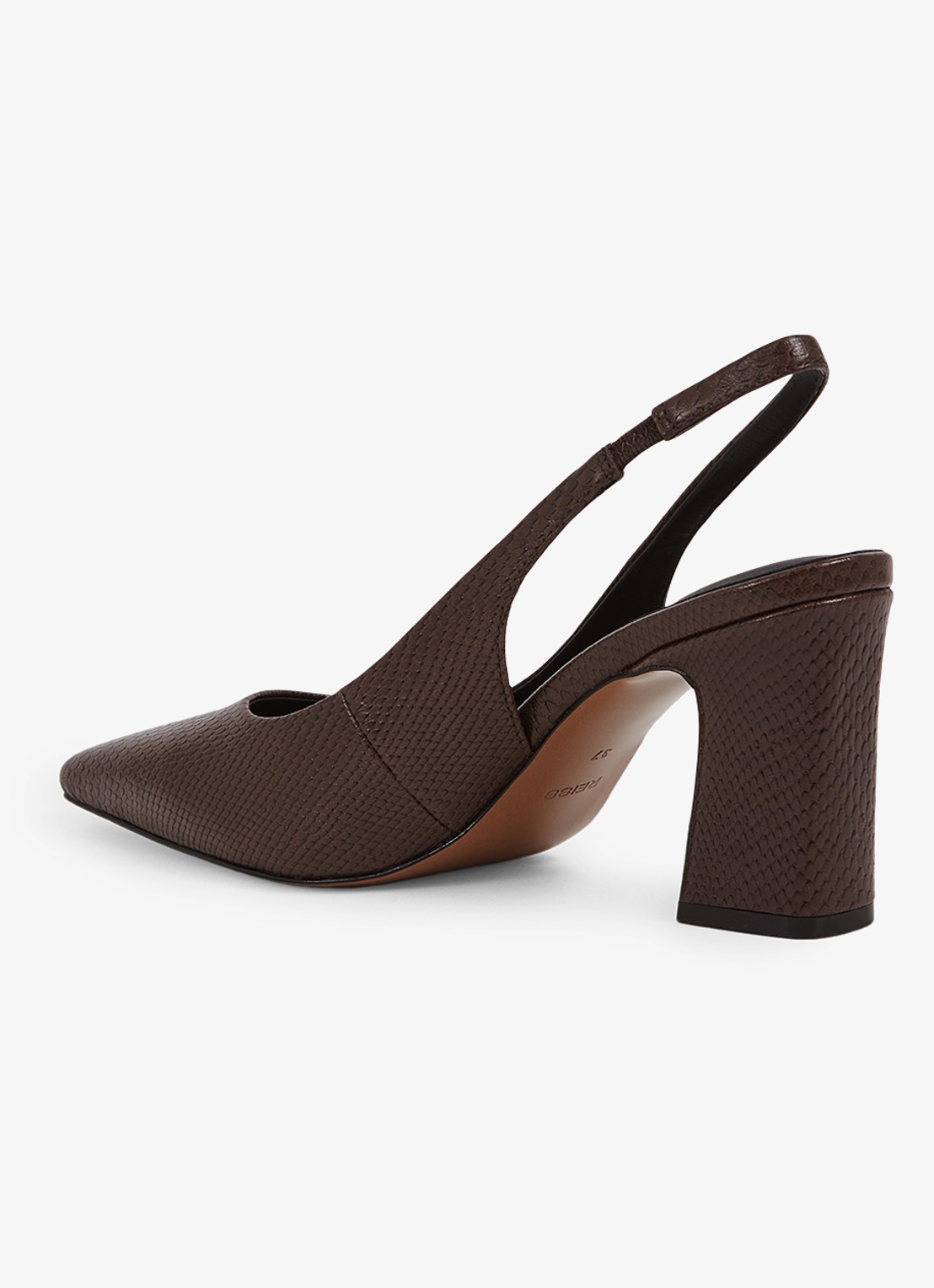 Reiss Lorena slingback van kalfsleer met structuur - achterkant 2 donkerbruin