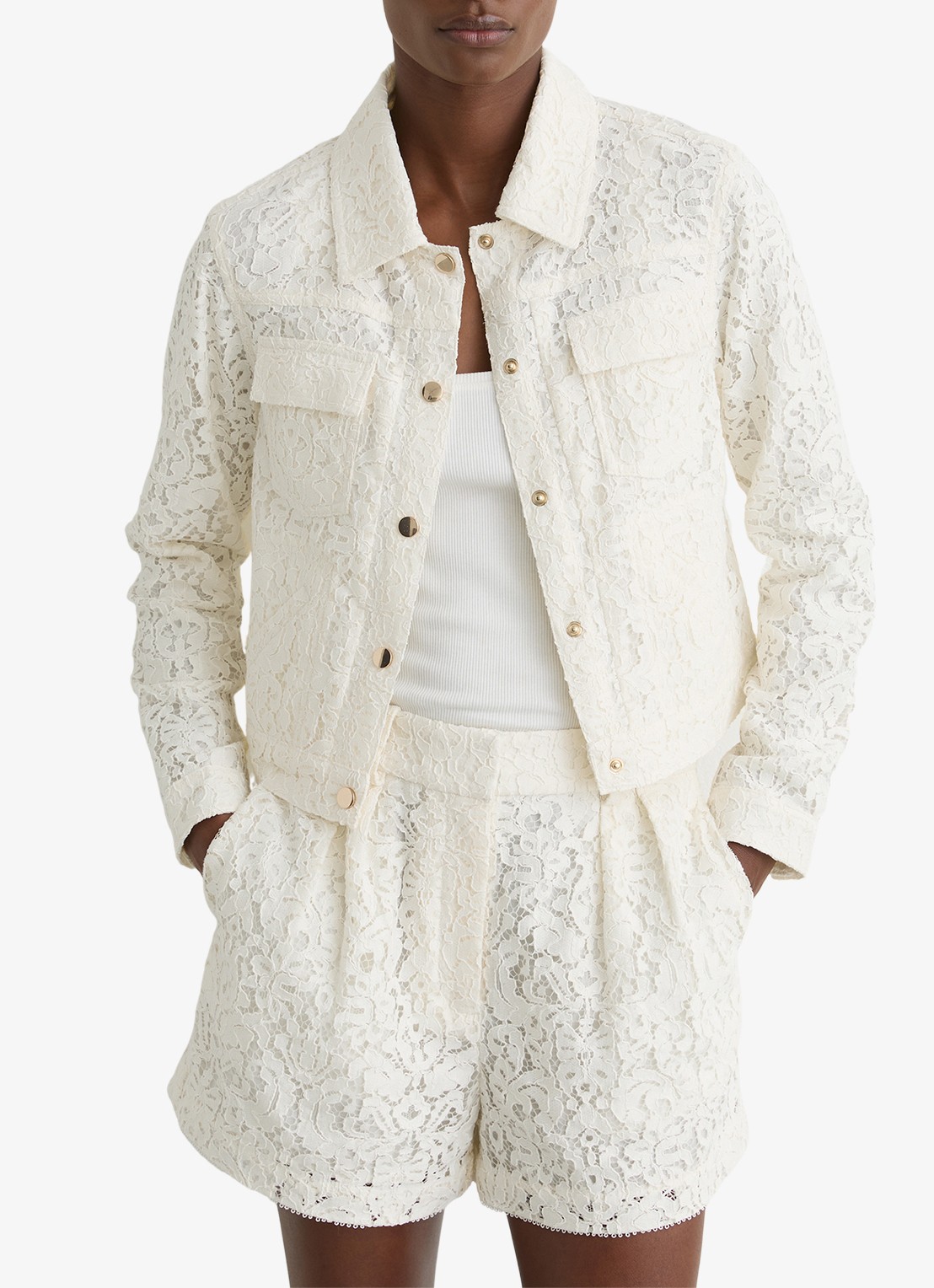 Reiss Lori jack met kant - detail 3 wit