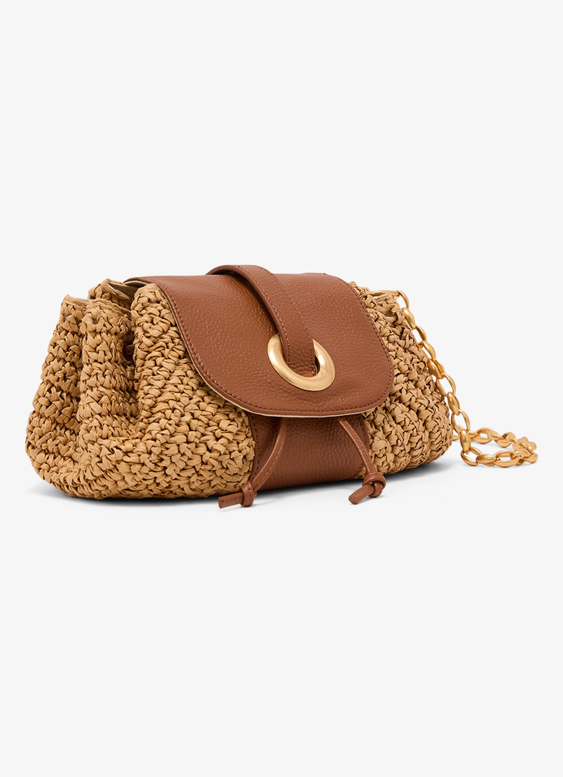 Reiss Lori schoudertas met details van leer - detail bruin