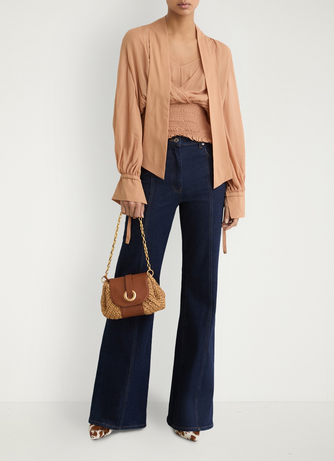 Reiss Lori schoudertas met details van leer - detail 3 bruin