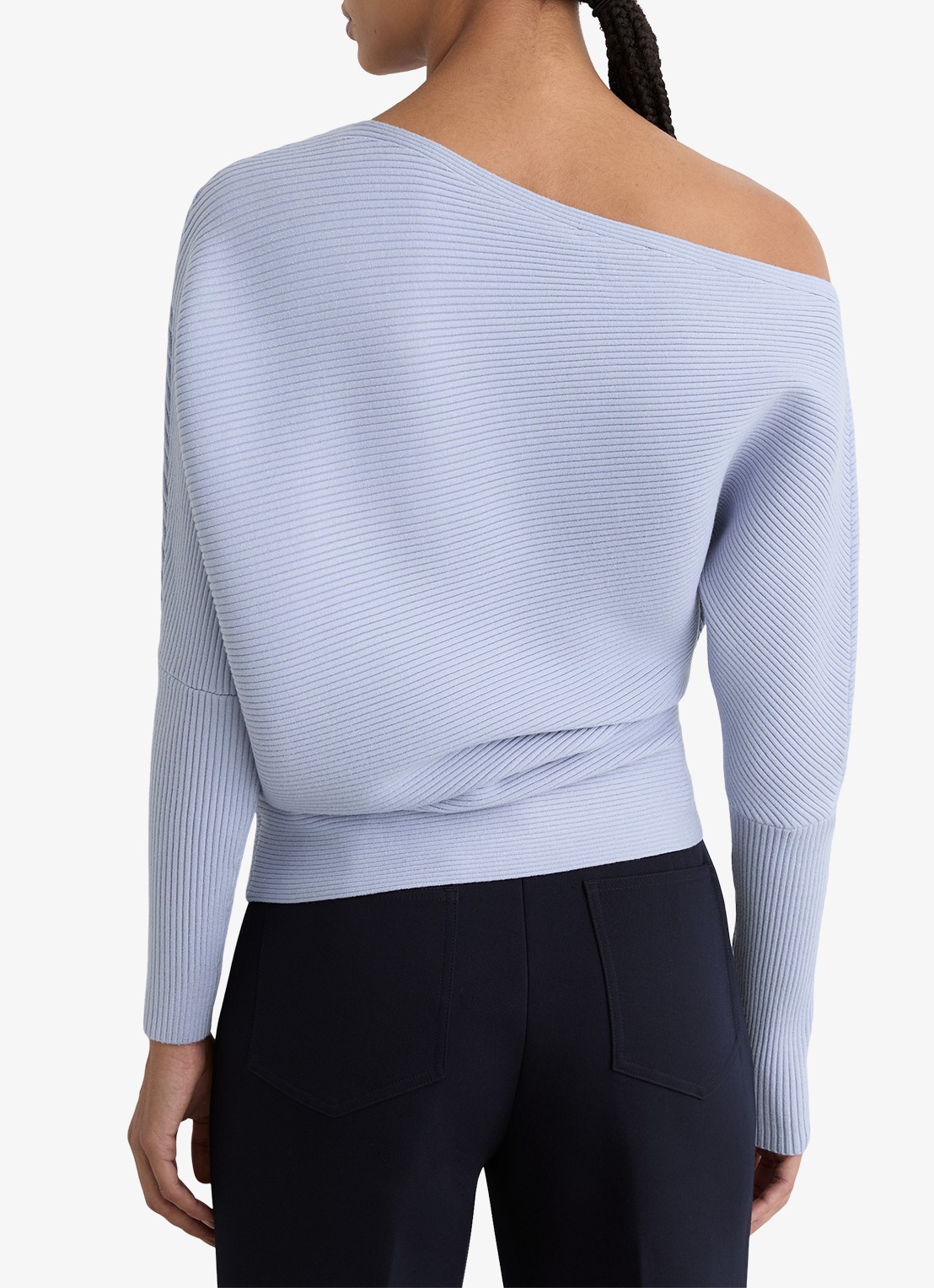 Reiss Lorna fijngebreide trui met asymmetrisch hals - achterkant 6 donkerblauw
