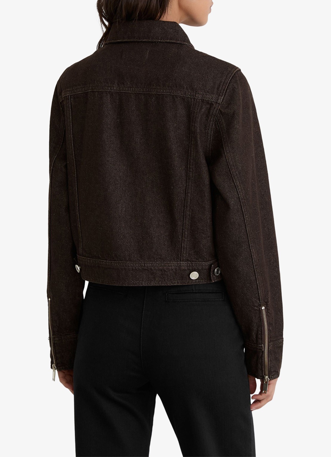 Reiss Lotta jack van denim - achterkant 3 donkerbruin