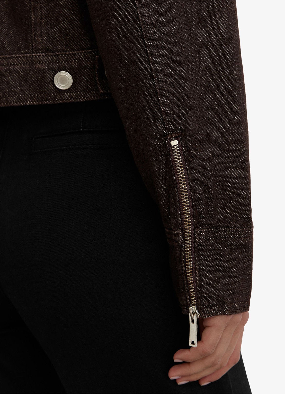 Reiss Lotta jack van denim - detail 5 donkerbruin