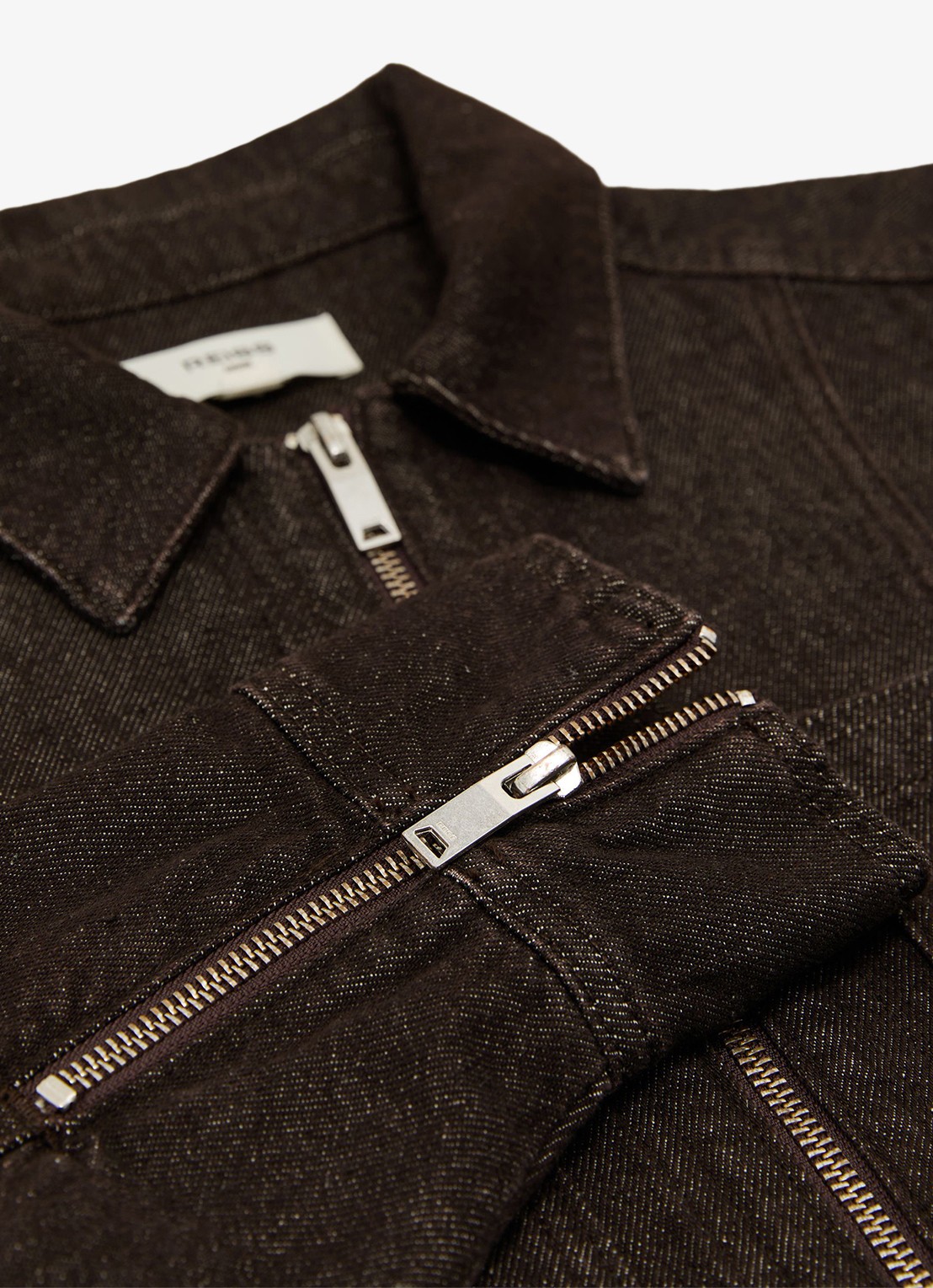 Reiss Lotta jack van denim - detail 6 donkerbruin
