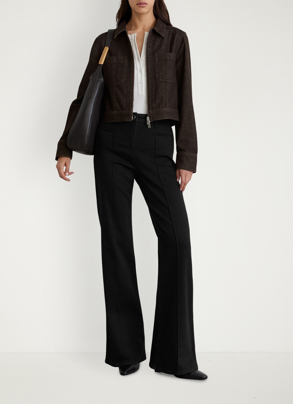 Reiss Lotta jack van denim - voorkant 2 donkerbruin