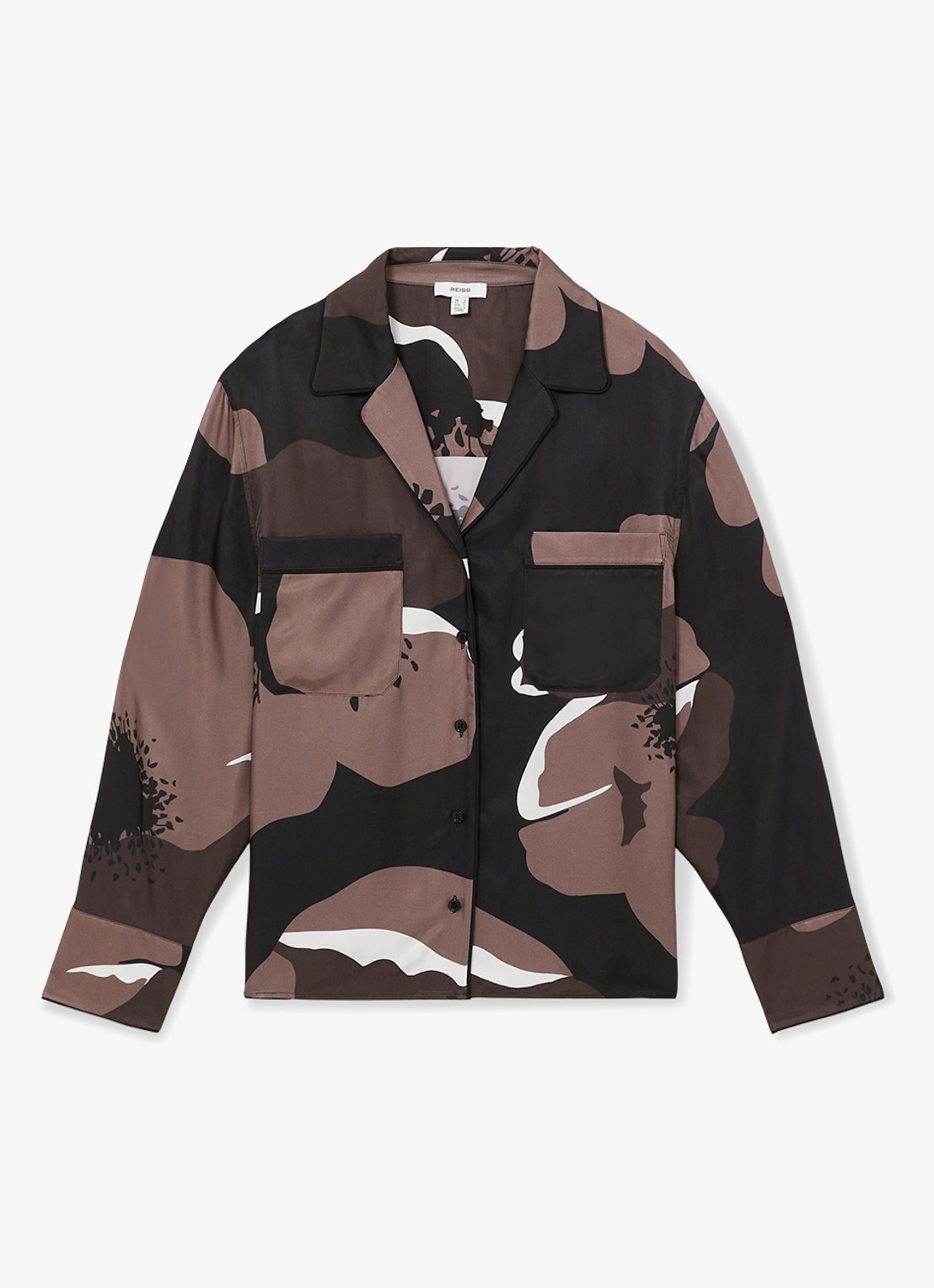 Reiss Lottie blouse met bloemenprint - voorkant 4 bruin