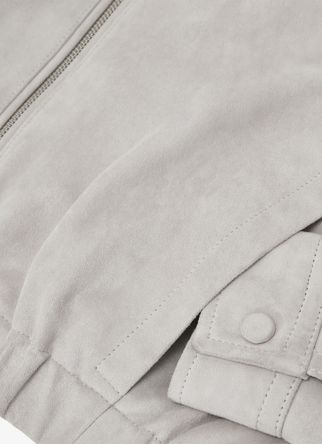 Reiss Lottie cropped bomberjack van geitensuède  - detail 5 light grey / grijs