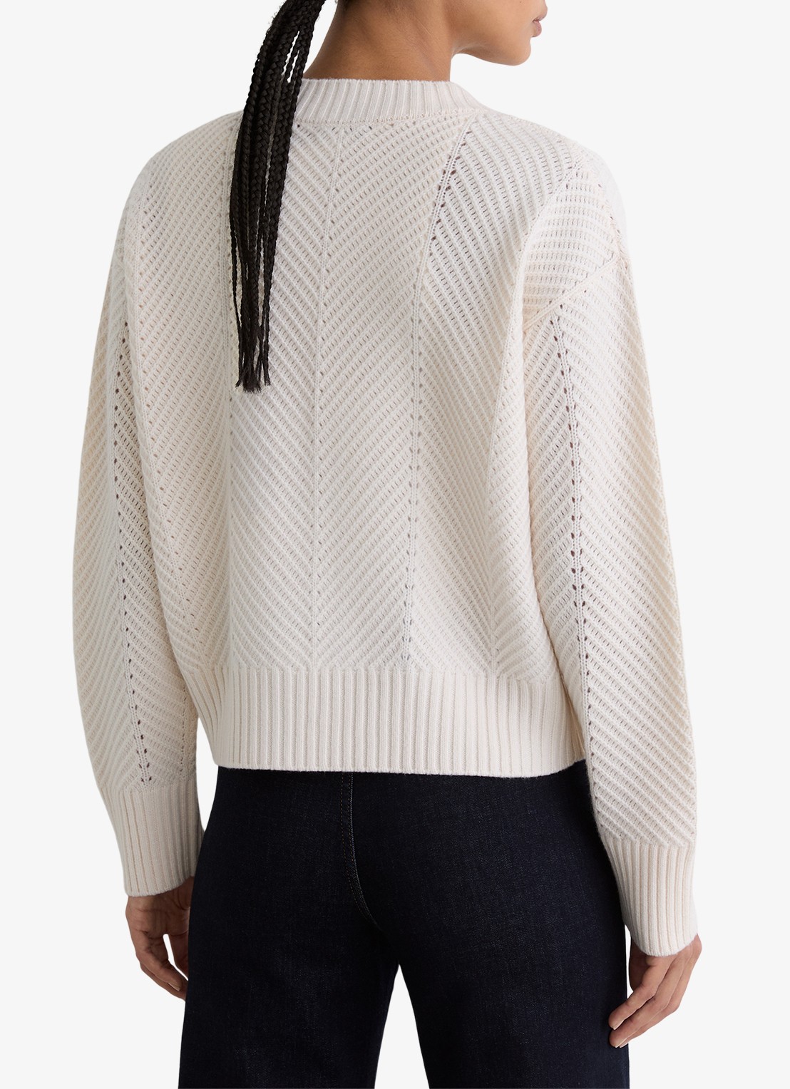 Reiss Lottie grofgebreid vest in kasjmierblend met structuur - achterkant 3 beige