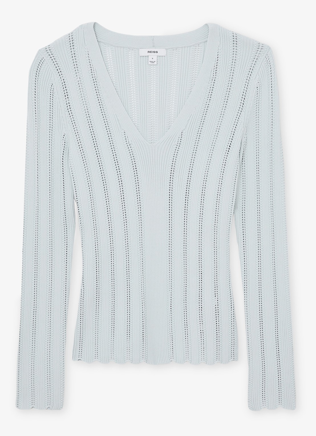 Reiss Loui ribgebreide trui met streepprint  - voorkant 6 blauw