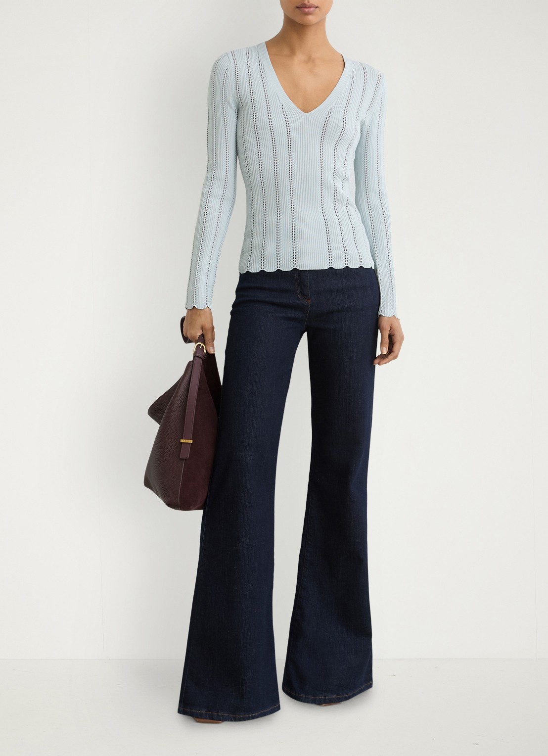 Reiss Loui ribgebreide trui met streepprint  - voorkant 7 blauw