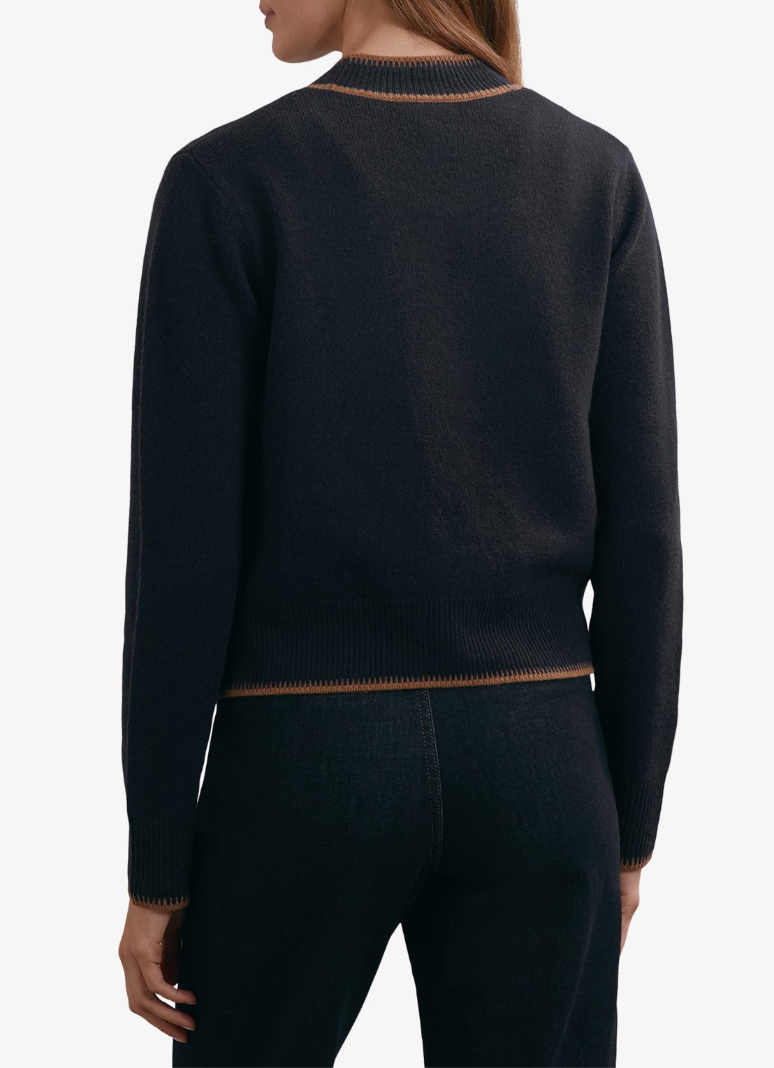 Reiss Louisa ribgebreide vest met steekzakken - achterkant donkerblauw