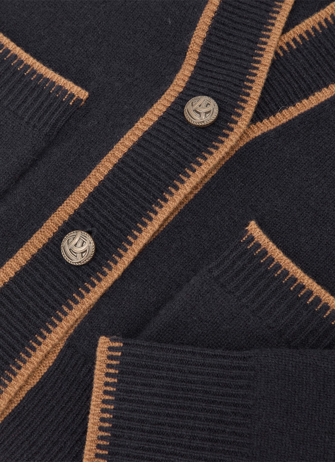Reiss Louisa ribgebreide vest met steekzakken - detail 3 donkerblauw