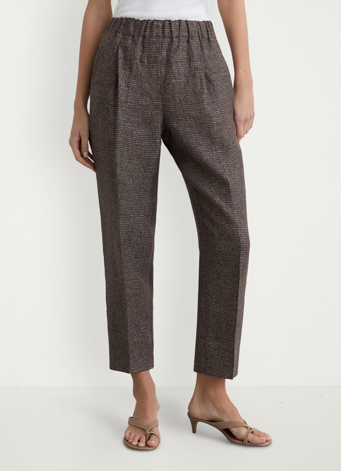 Reiss Lourdes high waist tapered fit pantalon van linnen - detail 2 naturel