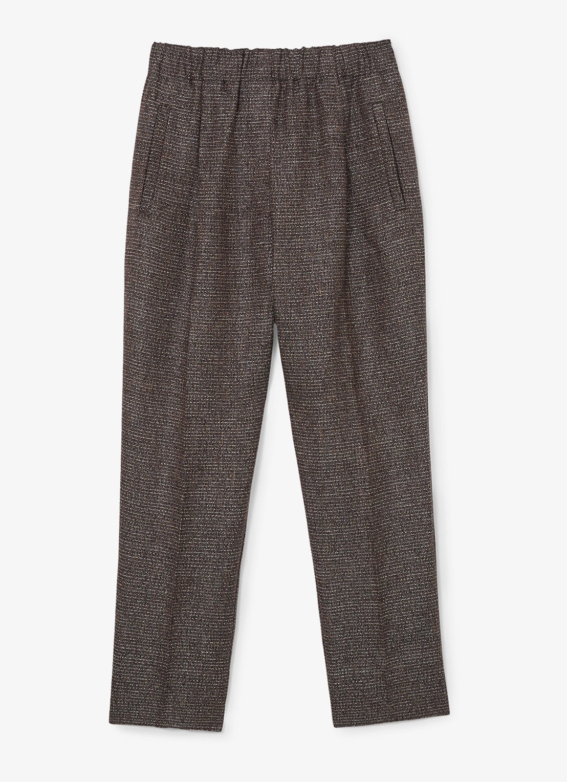 Reiss Lourdes high waist tapered fit pantalon van linnen - voorkant 6 naturel