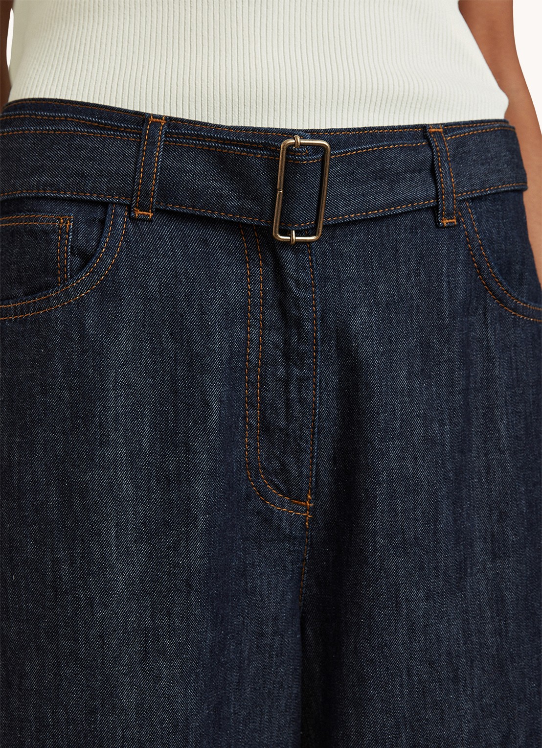 Reiss Luca high waist wide leg jeans met ceintuur - detail 2 indigo