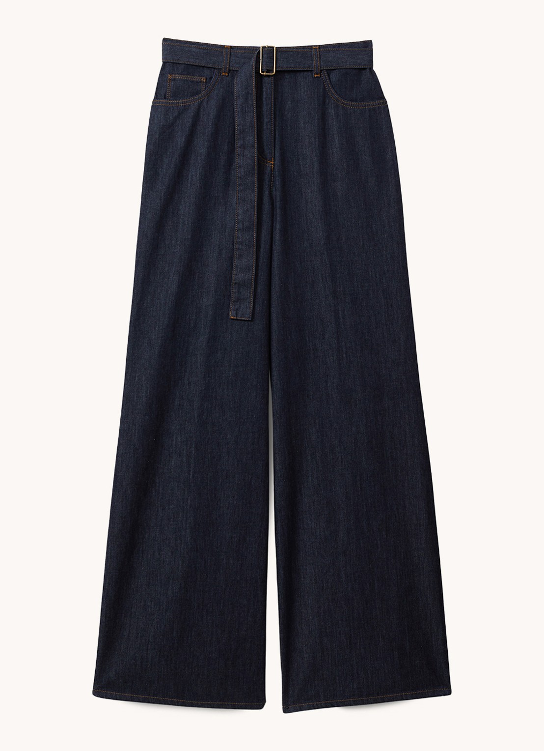 Reiss Luca high waist wide leg jeans met ceintuur - voorkant 4 indigo