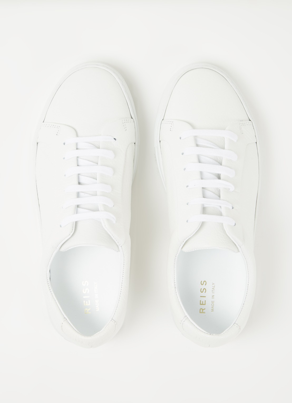 Reiss Luca Tumbled sneaker van leer - detail 4 white / wit
