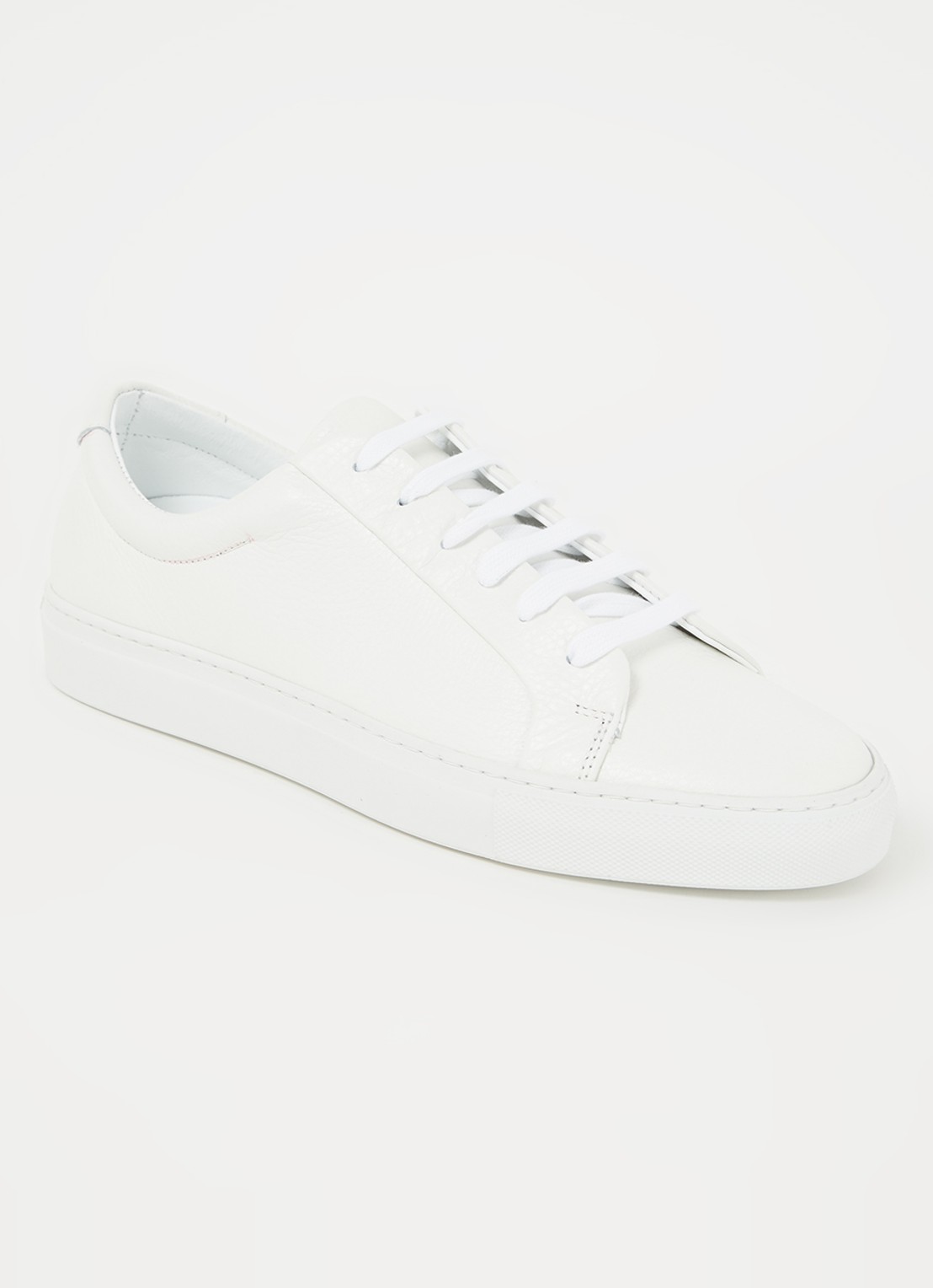 Reiss Luca Tumbled sneaker van leer - voorkant white / wit