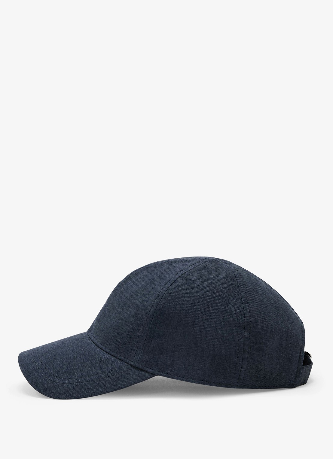 Reiss Lucas pet van linnen met logoborduring - detail 3 blauw