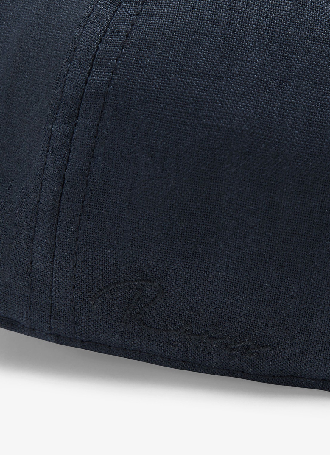 Reiss Lucas pet van linnen met logoborduring - detail 4 blauw