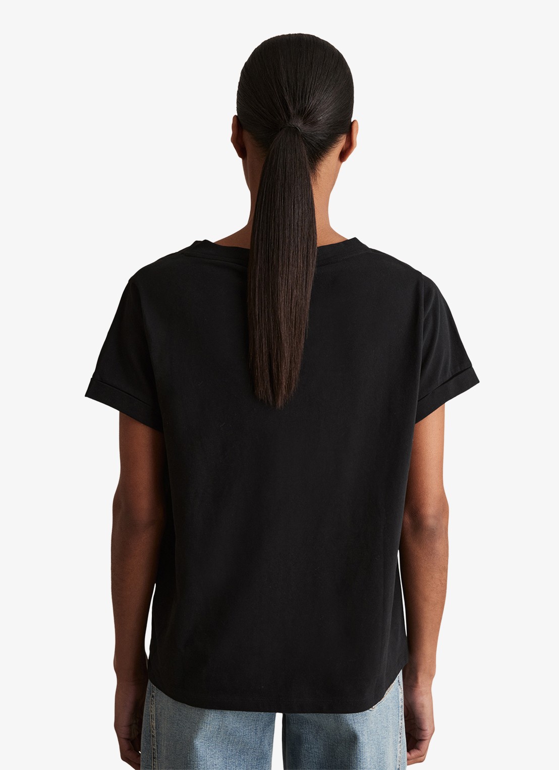 Reiss Luna T-shirt met V-hals  - achterkant zwart