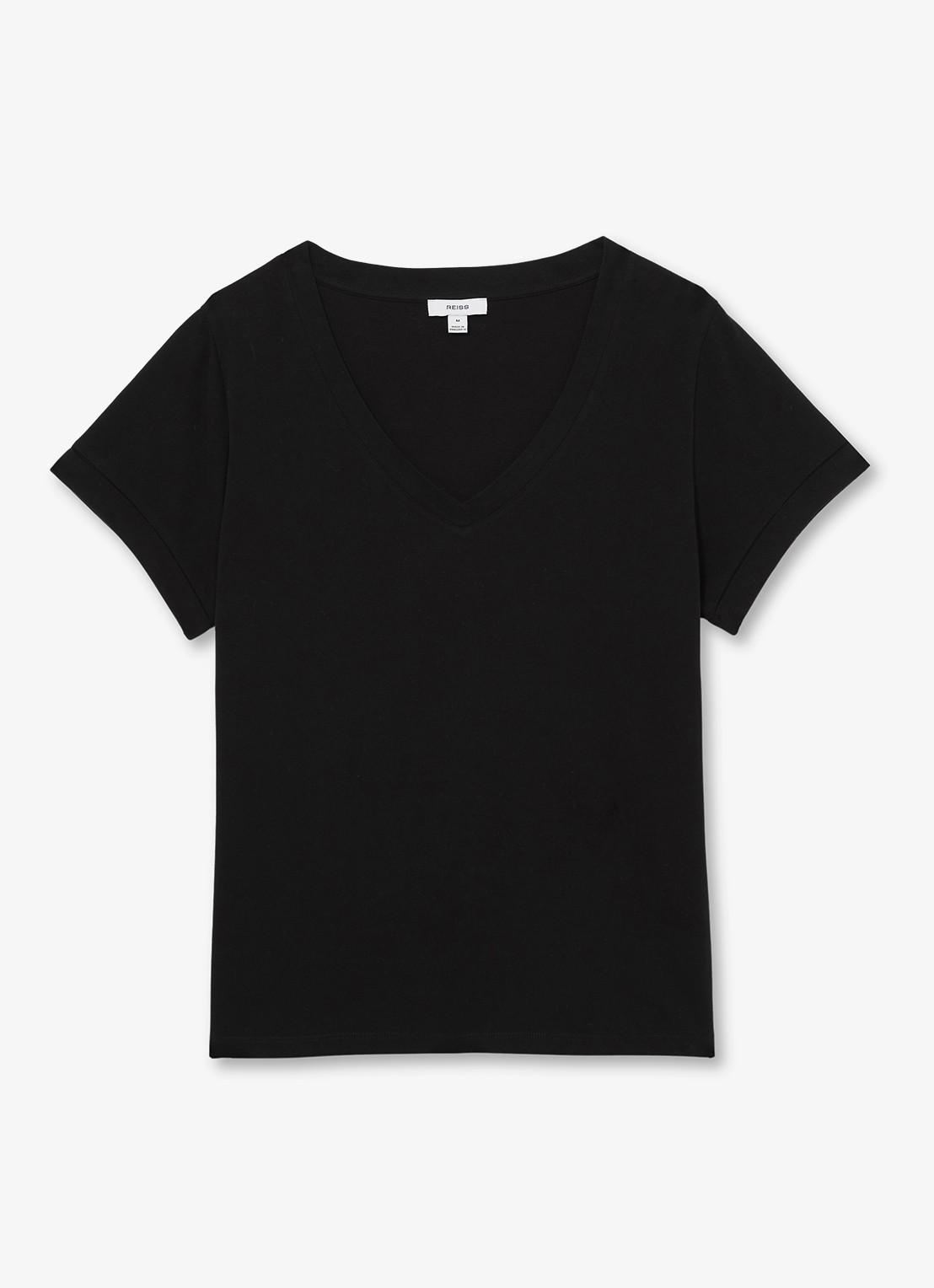 Reiss Luna T-shirt met V-hals  - voorkant 5 zwart