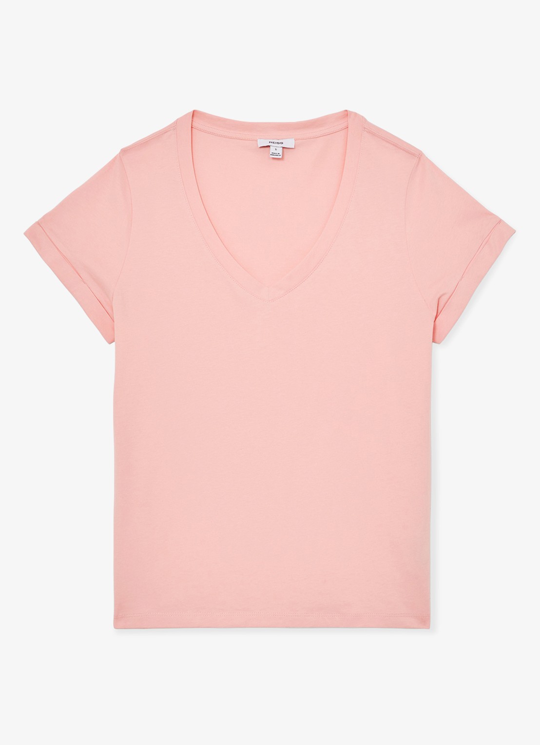 Reiss Luna T-shirt met V-hals  - voorkant oudroze