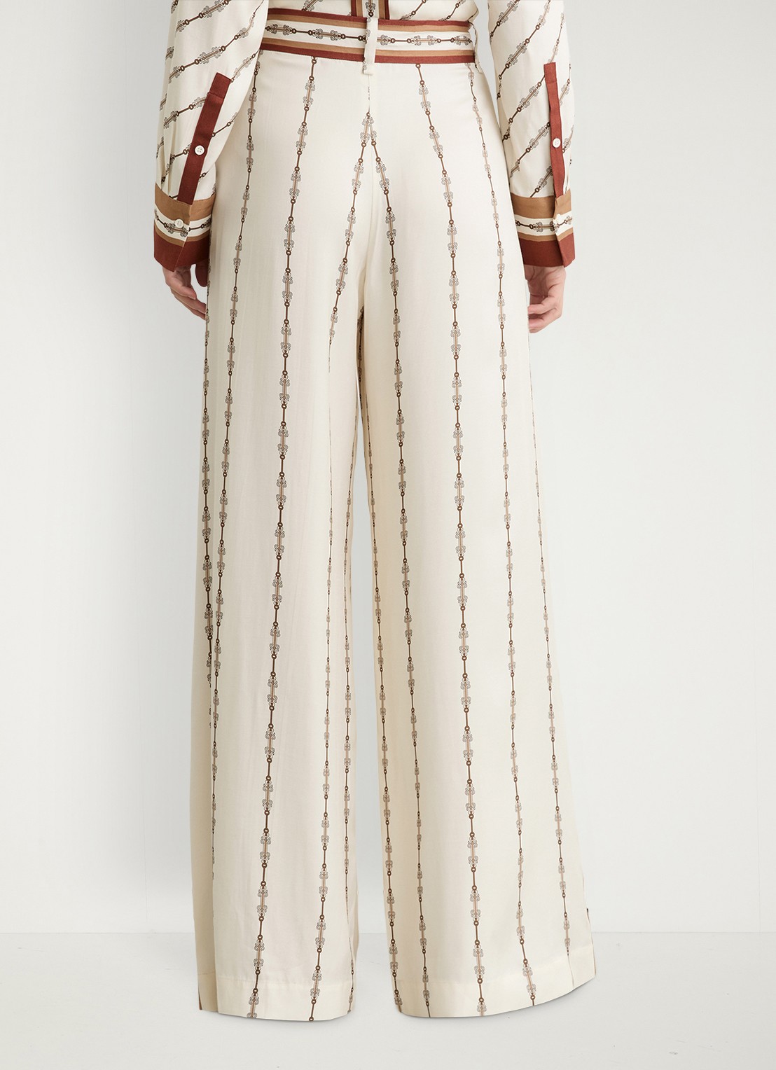Reiss Lydia high waist wide fit pantalon met print - achterkant 4 wit