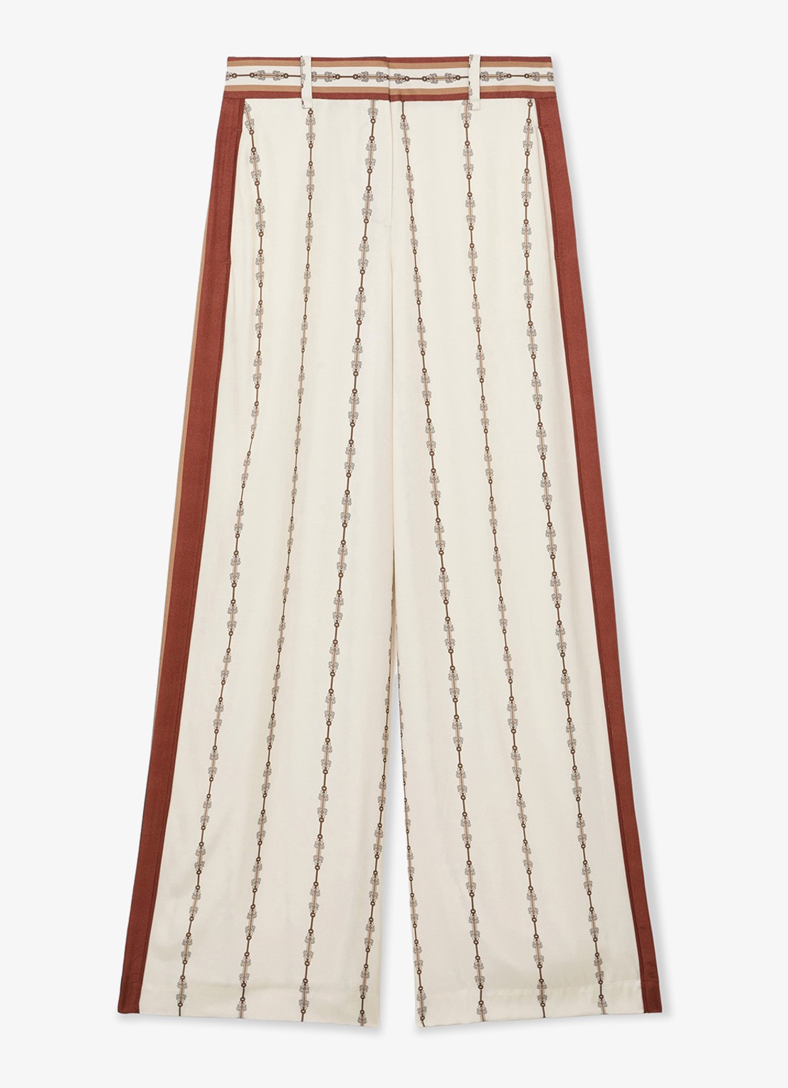 Reiss Lydia high waist wide fit pantalon met print - voorkant 5 wit