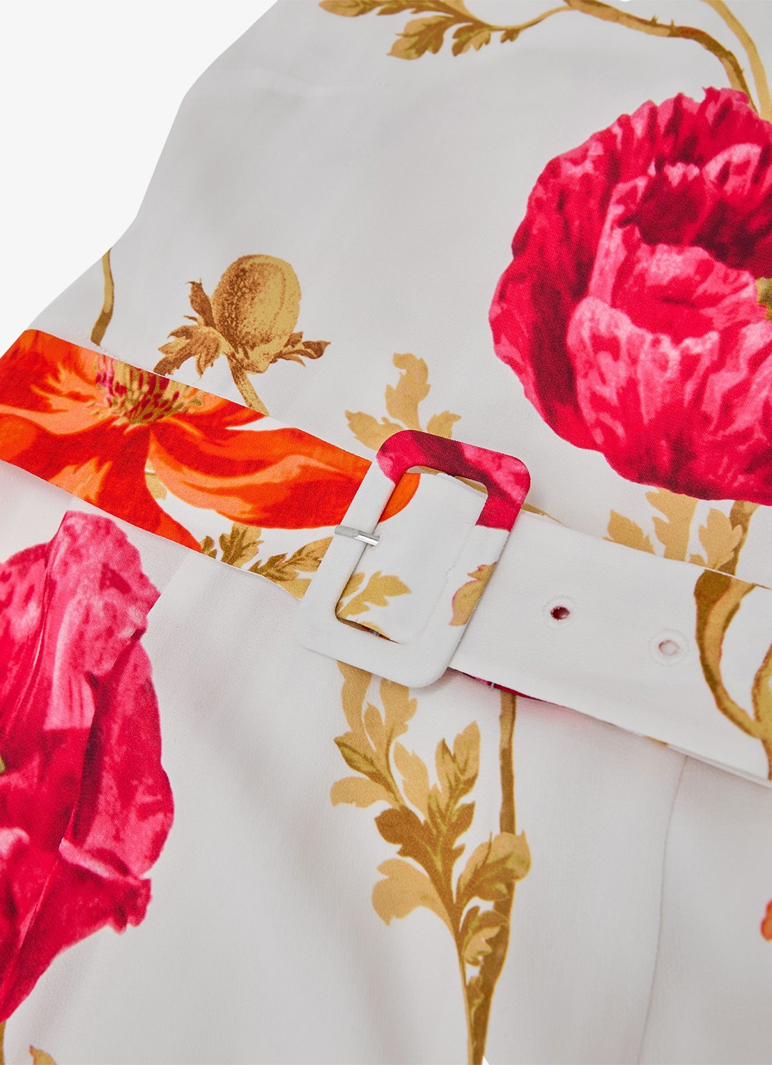 Reiss Lyra midi jurk met bloemenprint en ceintuur - detail 3 roze
