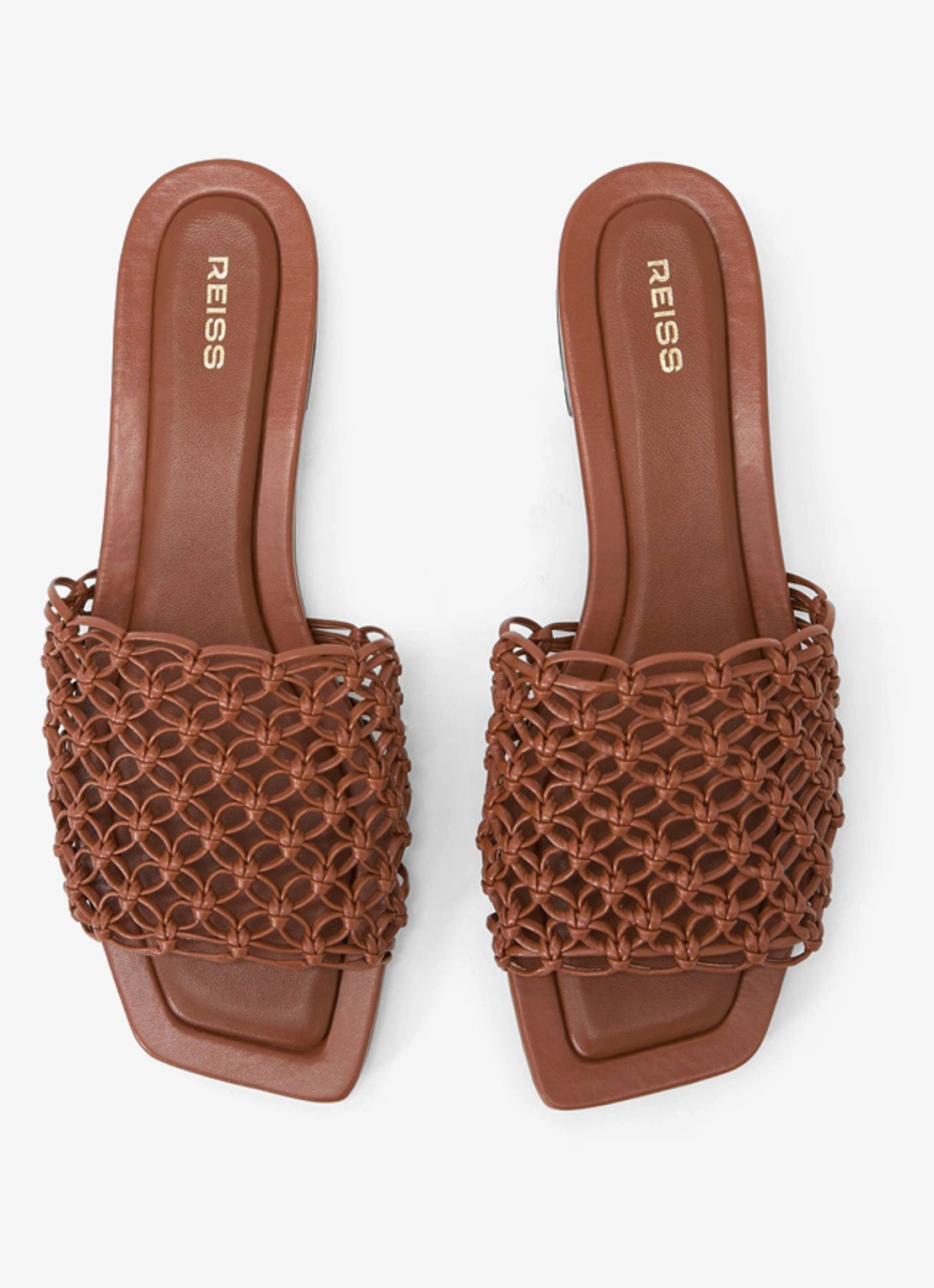 Reiss Mabel slipper met opengewerkt dessin - detail tan / beige