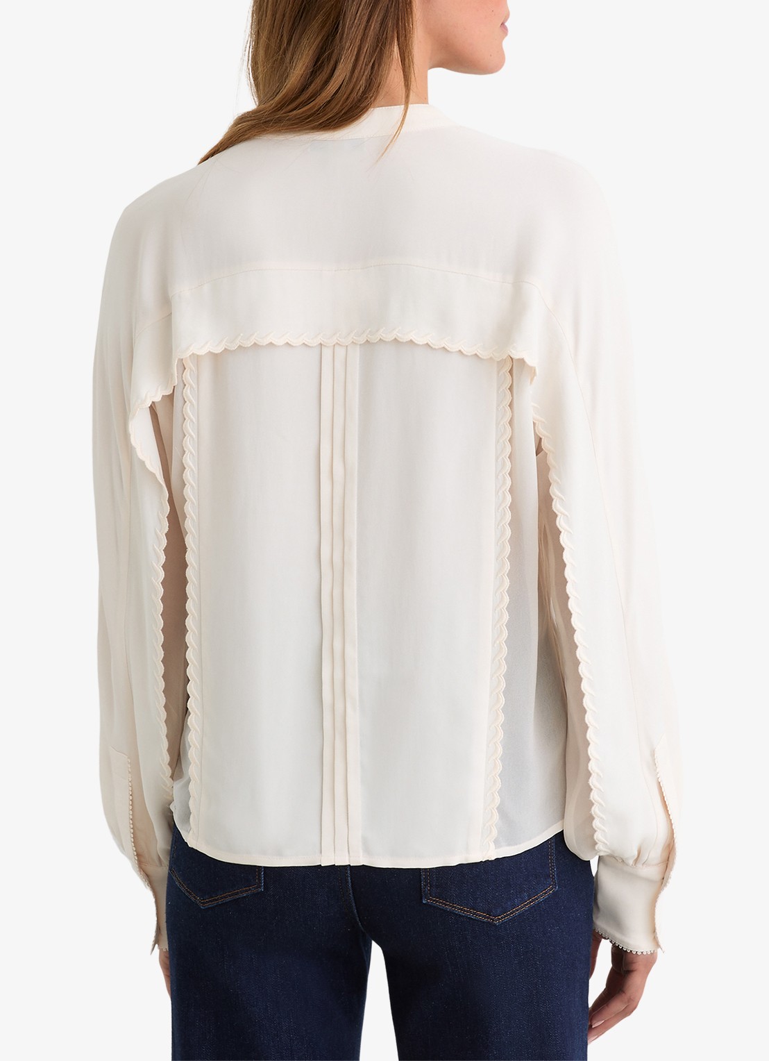 Reiss Maddie blouse met plooidetail - achterkant 7 beige