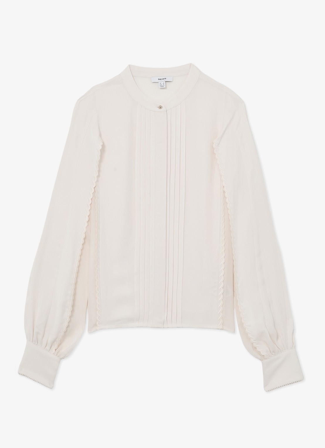 Reiss Maddie blouse met plooidetail - voorkant beige