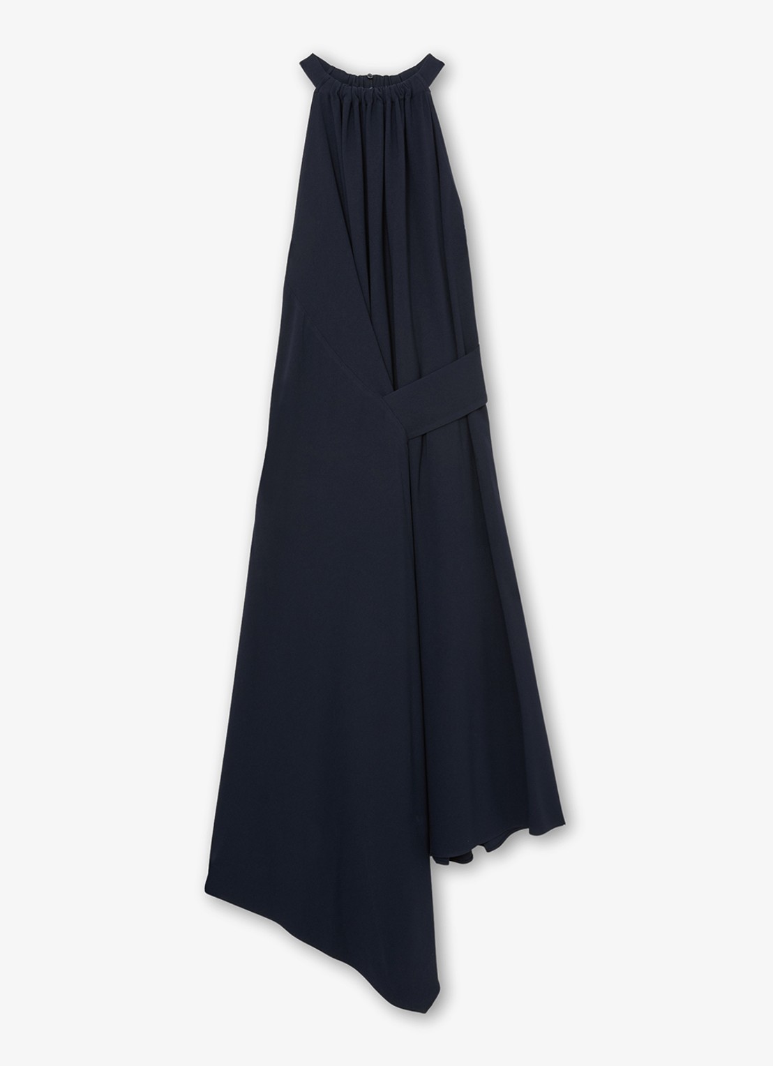 Reiss Maeve midi jurk met gedrapeerd detail - voorkant 6 donkerblauw