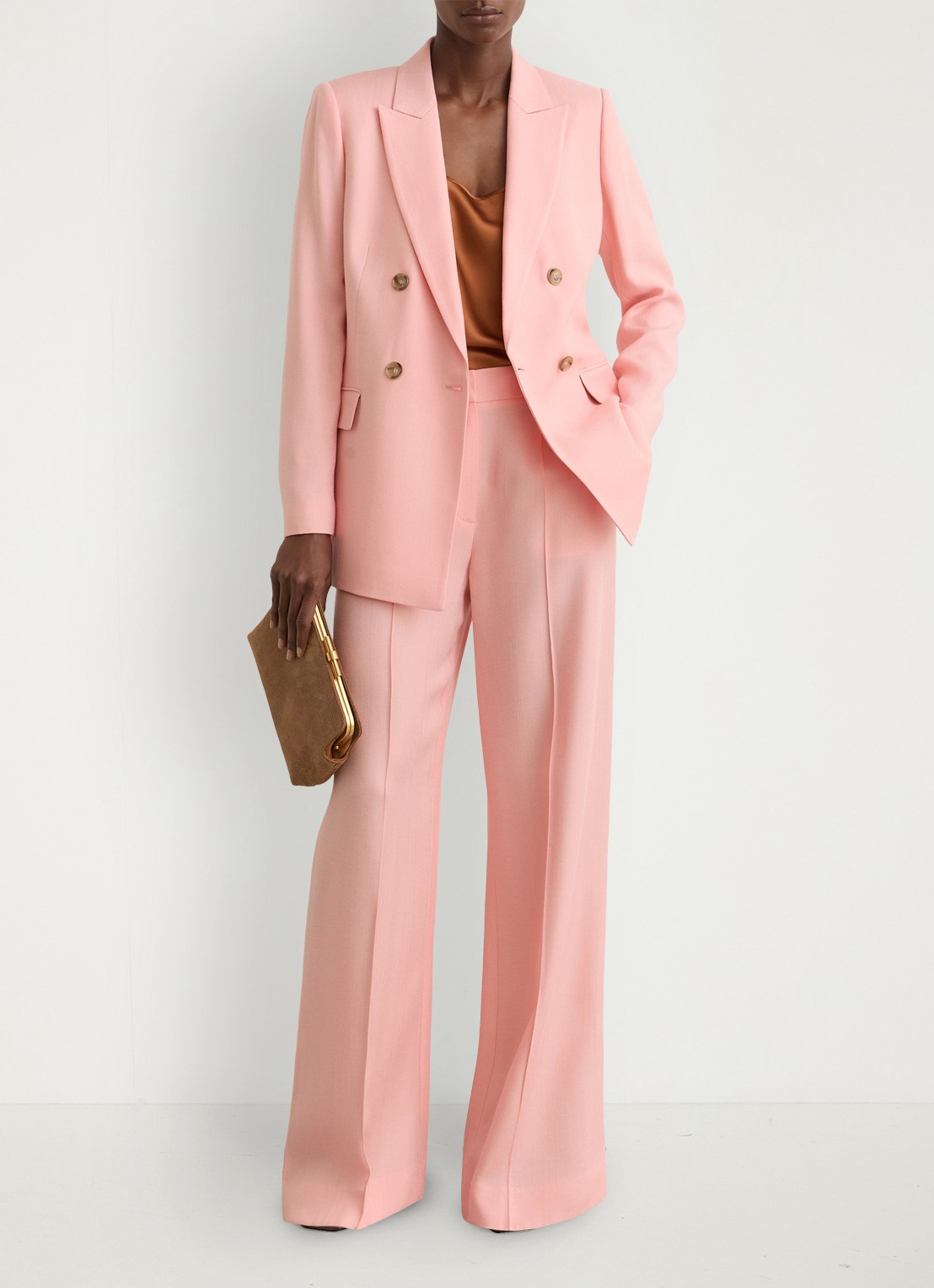 Reiss Magda double-breasted blazer met klepzakken  - voorkant 3 oudroze
