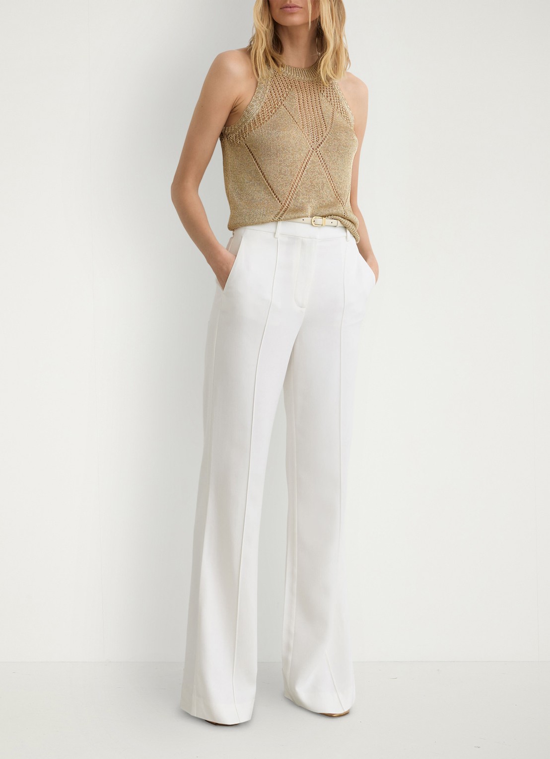 Reiss Maia grofgebreide top metallic finish - voorkant 3 goud