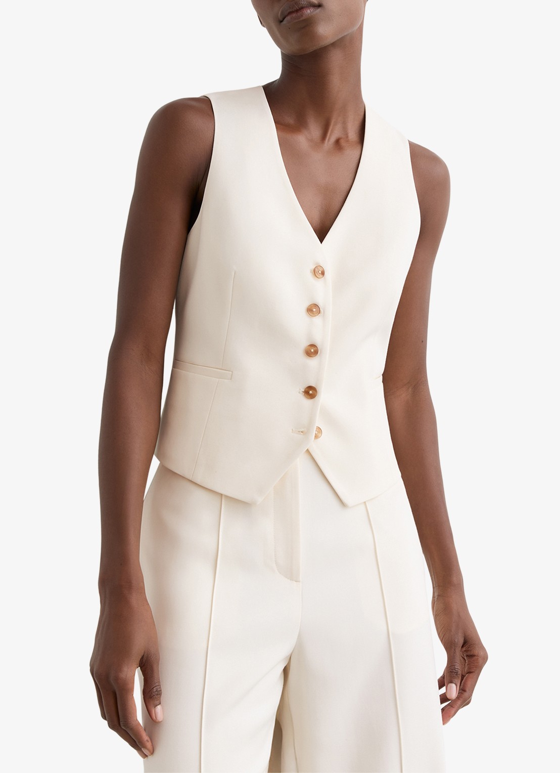 Reiss Malin gilet met V-hals - detail 3 creme