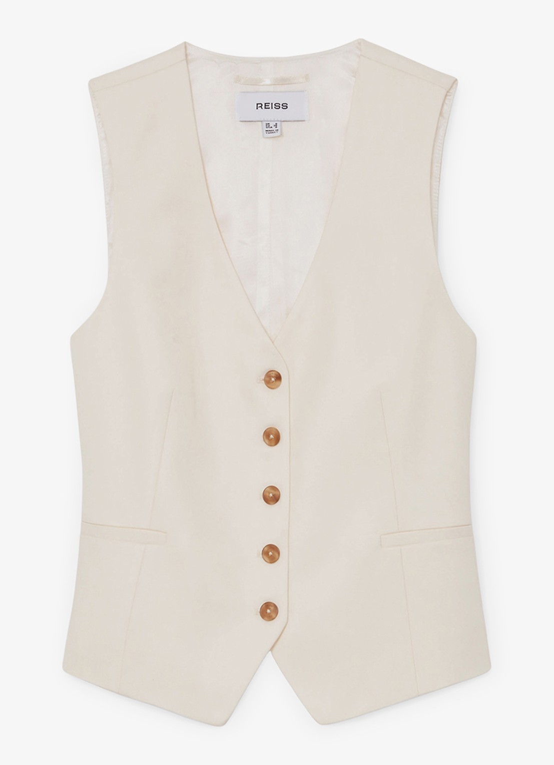 Reiss Malin gilet met V-hals - voorkant creme